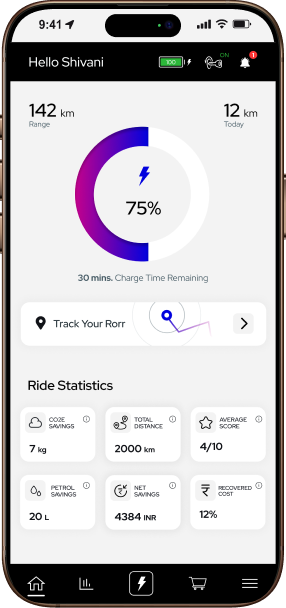 Oben Electric App Home screen